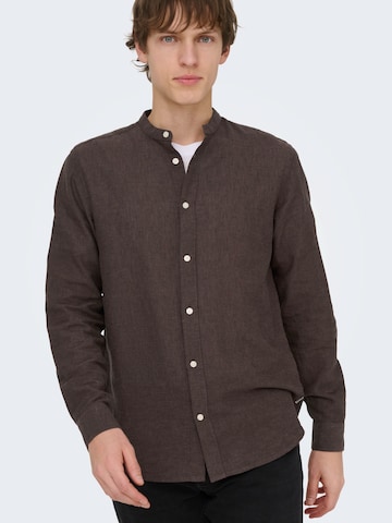 Only & Sons Slim fit Srajca 'ONSCaiden' | rjava barva