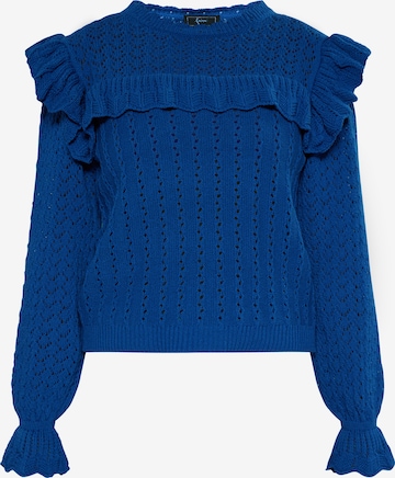 Pullover di faina in blu: frontale