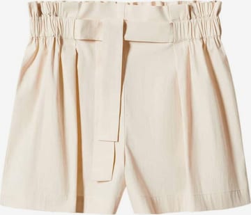 MANGO Bandplooibroek 'Paper' in Beige: voorkant