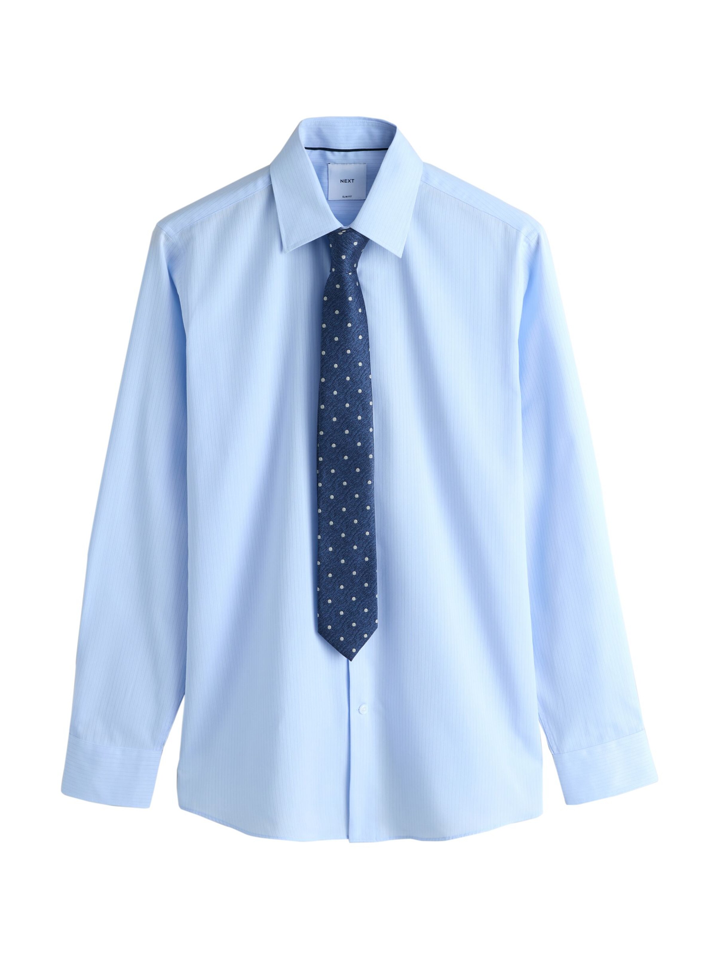 Next Regular Fit Set: Hemd und Krawatte in Blau: Vorderseite