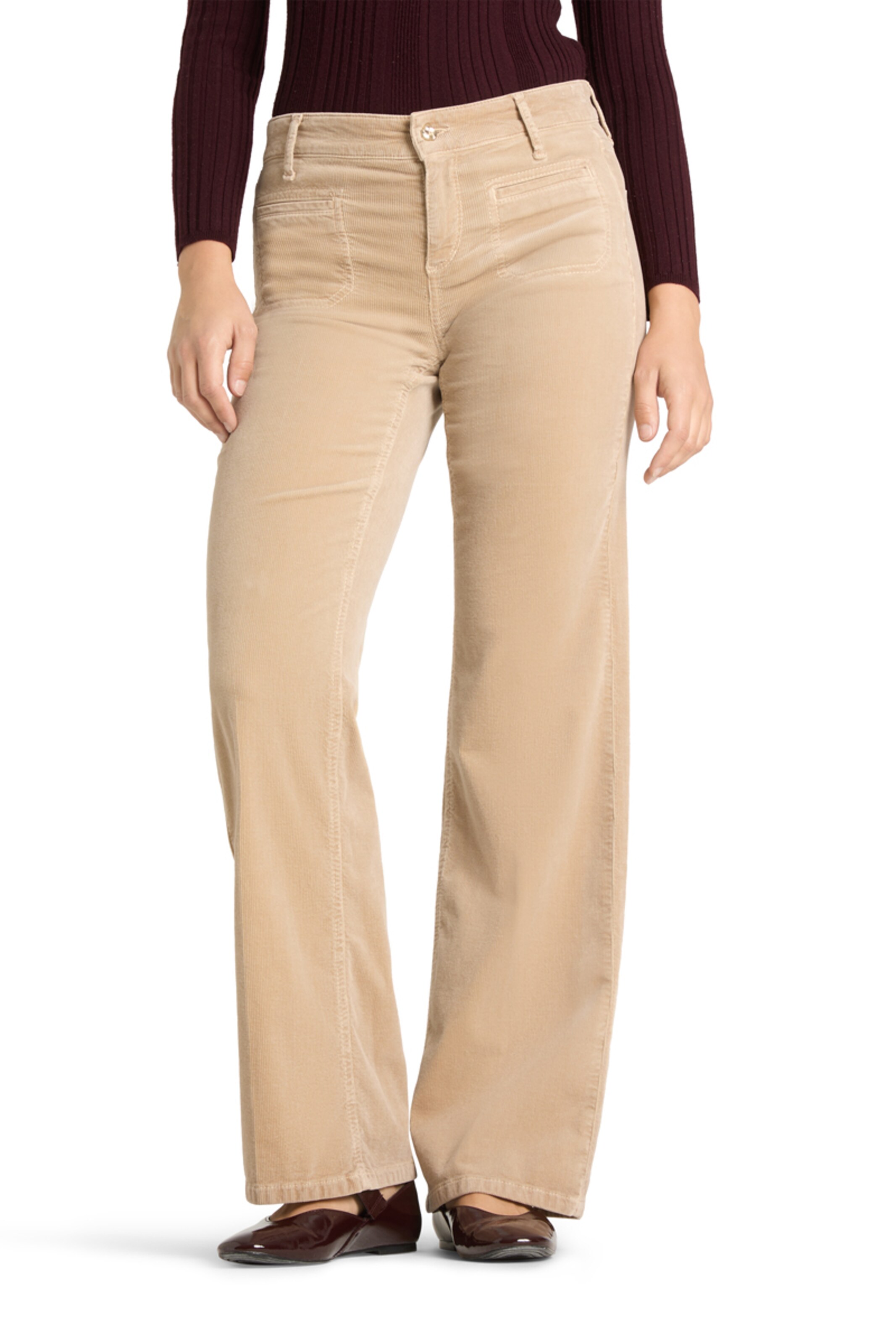 Cambio Wide leg Pants 'Tess' in Beige: front