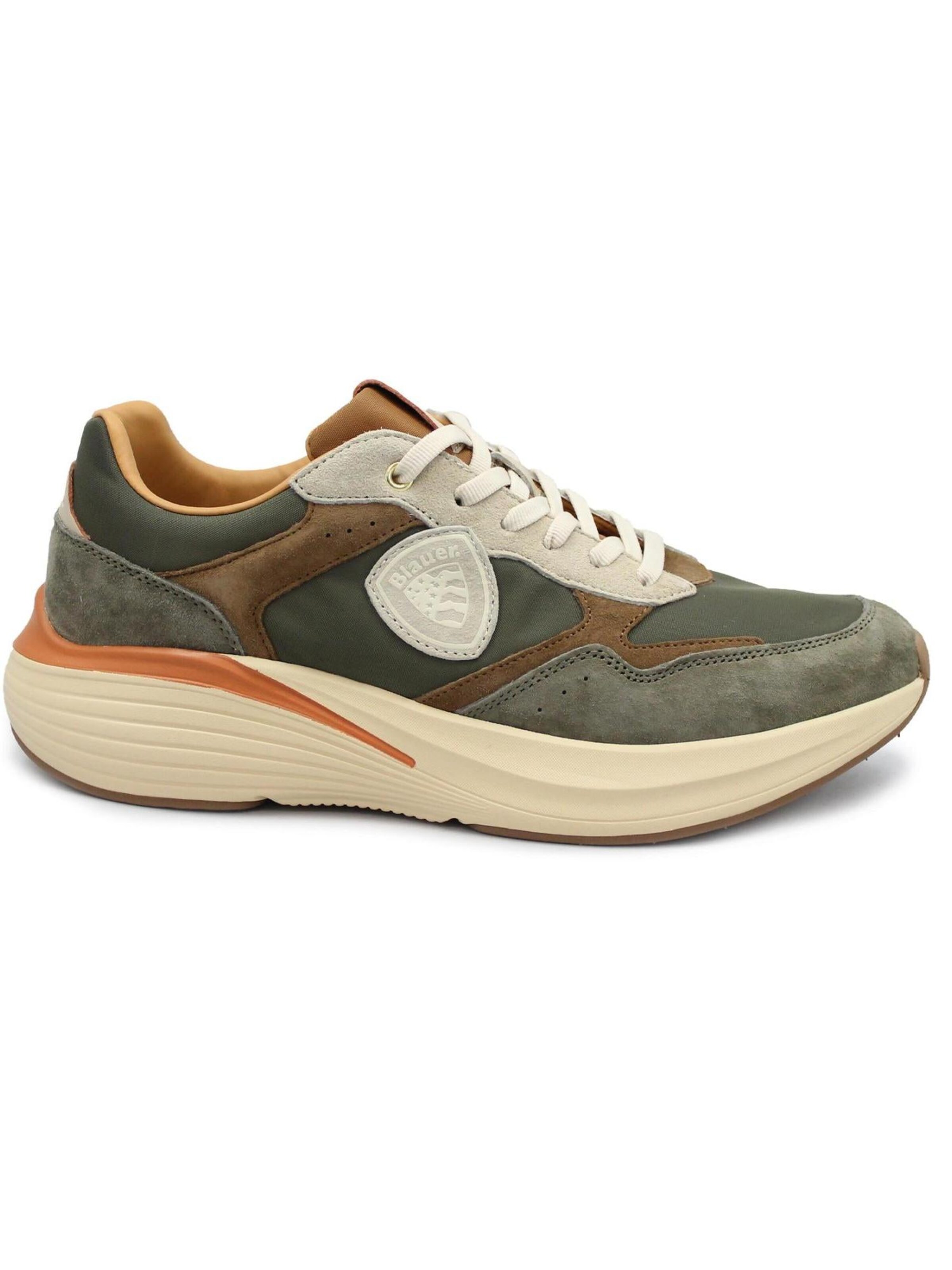 Blauer Sneakers 'BLAUER LANDER02 NYS military brown scarpe uomo sneakers lacci camoscio tessuto' in Brown: front