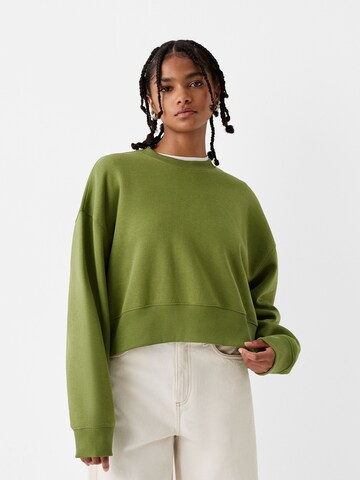 Sweat-shirt Bershka en vert : devant