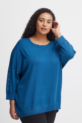 Fransa Curve Shirt in Blauw: voorkant