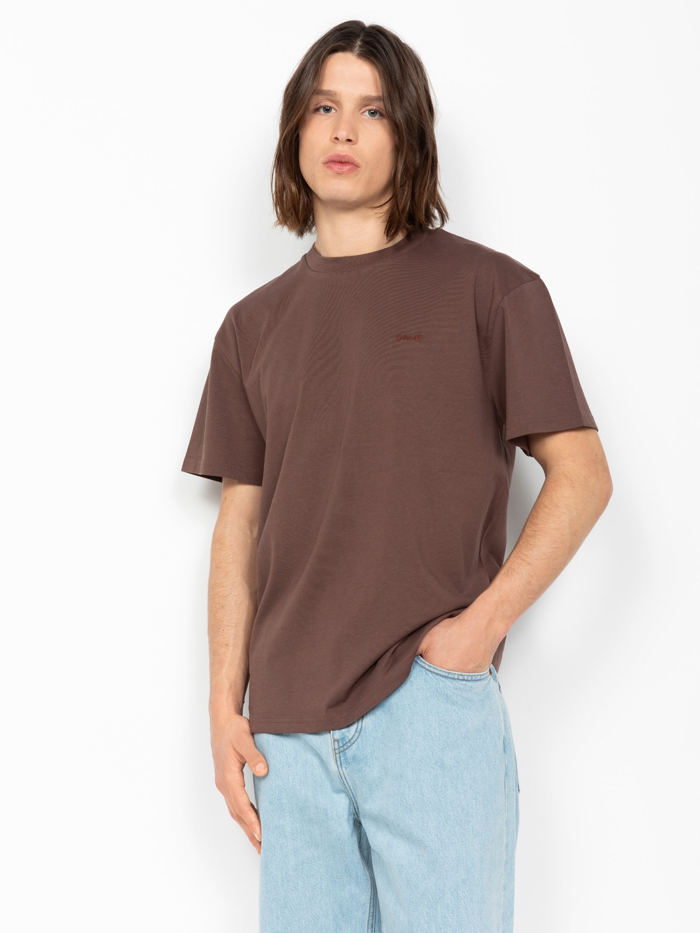 Schott NYC Shirt‌‌‌‌‌‌‌‌‌‌ in Braun: Vorderseite