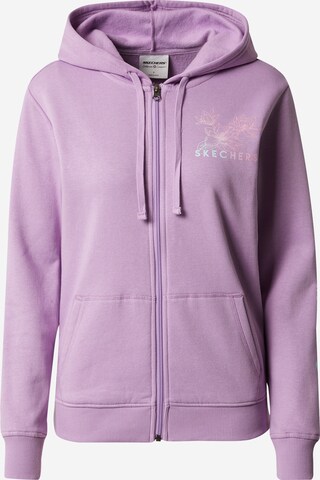 SKECHERS Athletic Zip-Up Hoodie in Purple: front