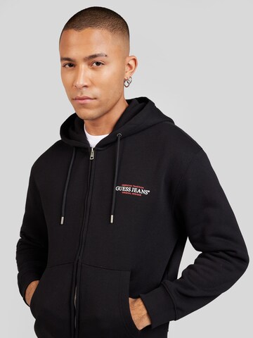 GUESS JEANS Zip-Up Hoodie in Black
