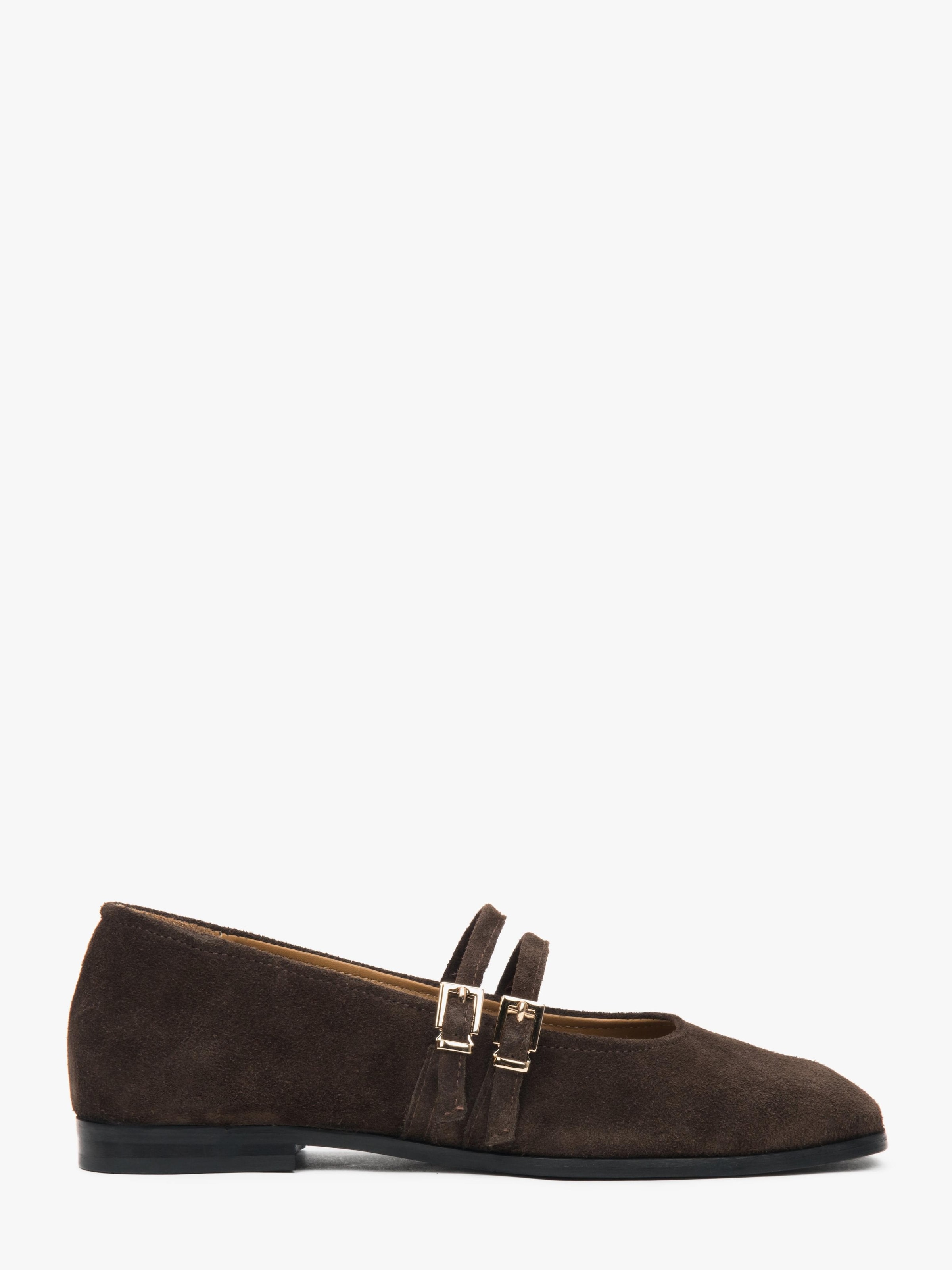 Estro Ballet Flats with Strap '09-28781' in Brown