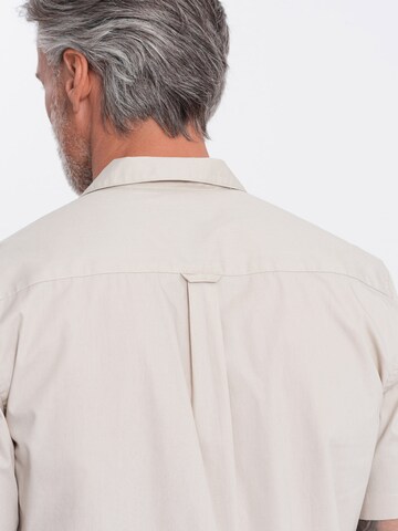 Ombre Comfort fit Button Up Shirt 'OM-SHSS-0168' in Beige