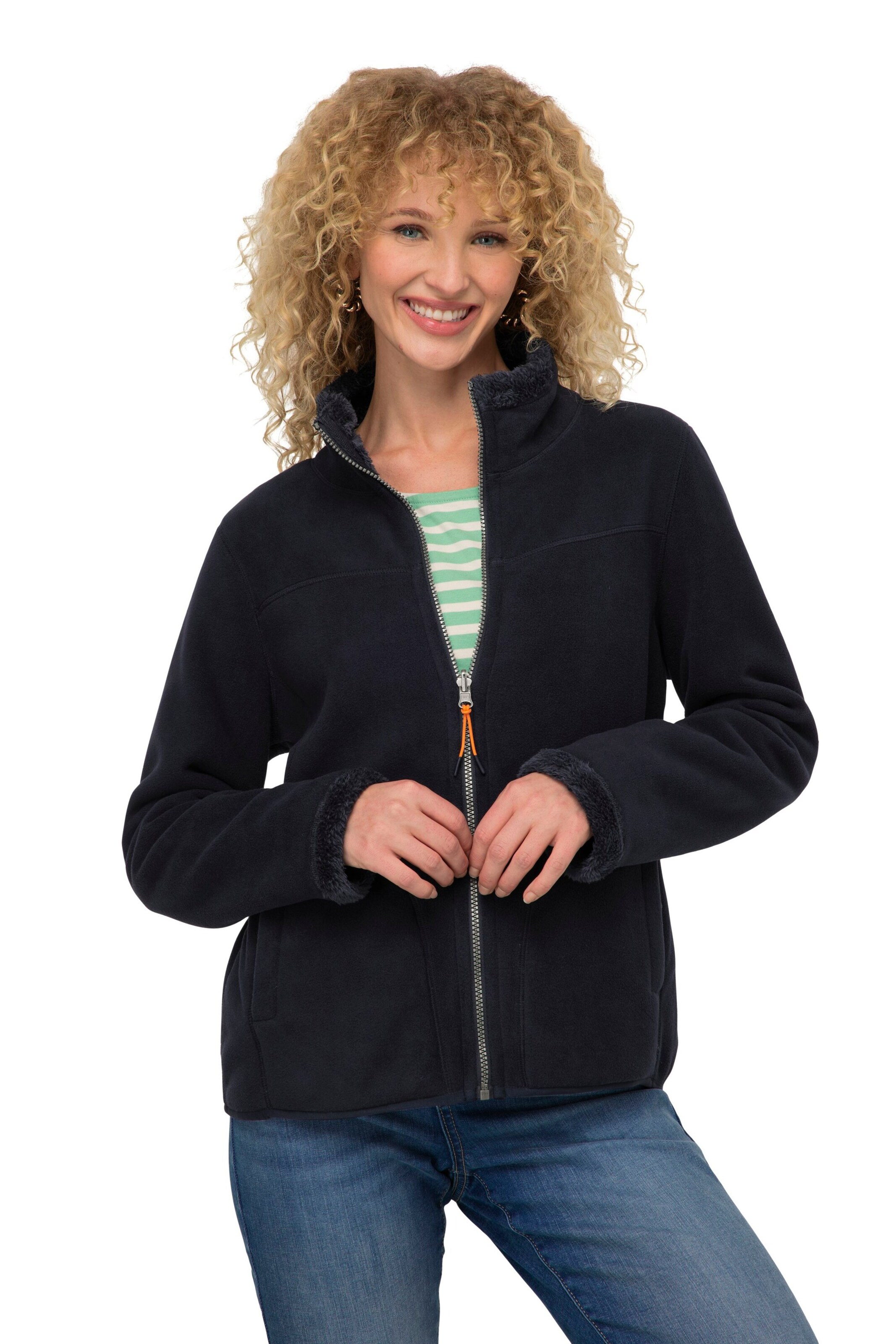 LAURASØN Fleece jacket in Blue: front