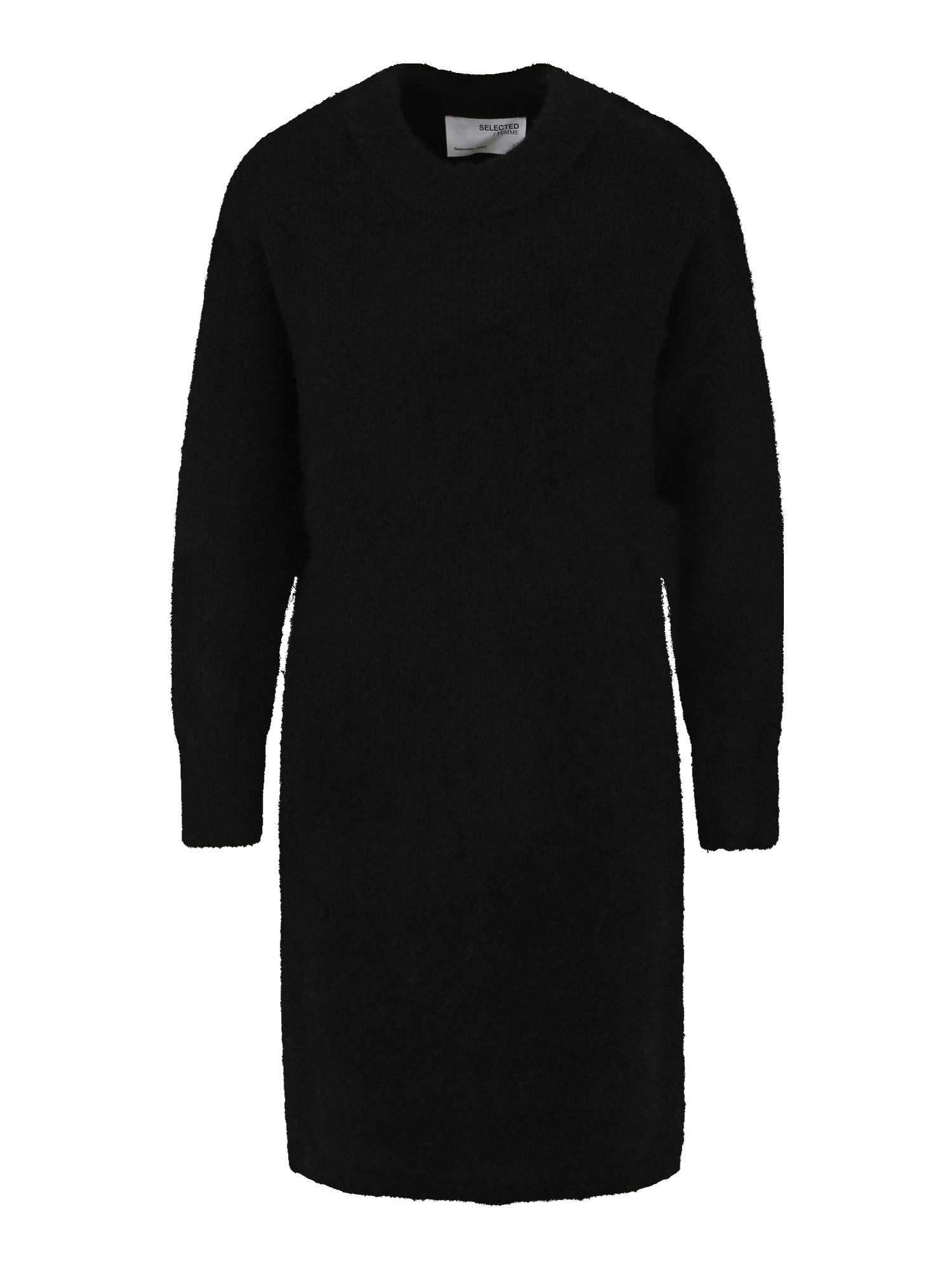 Odzież K6XaA Selected Femme Petite Sukienka z dzianiny KHLOE w kolorze Czarnym 