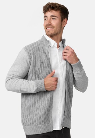 INDICODE JEANS Knit Cardigan 'Cason' in Grey