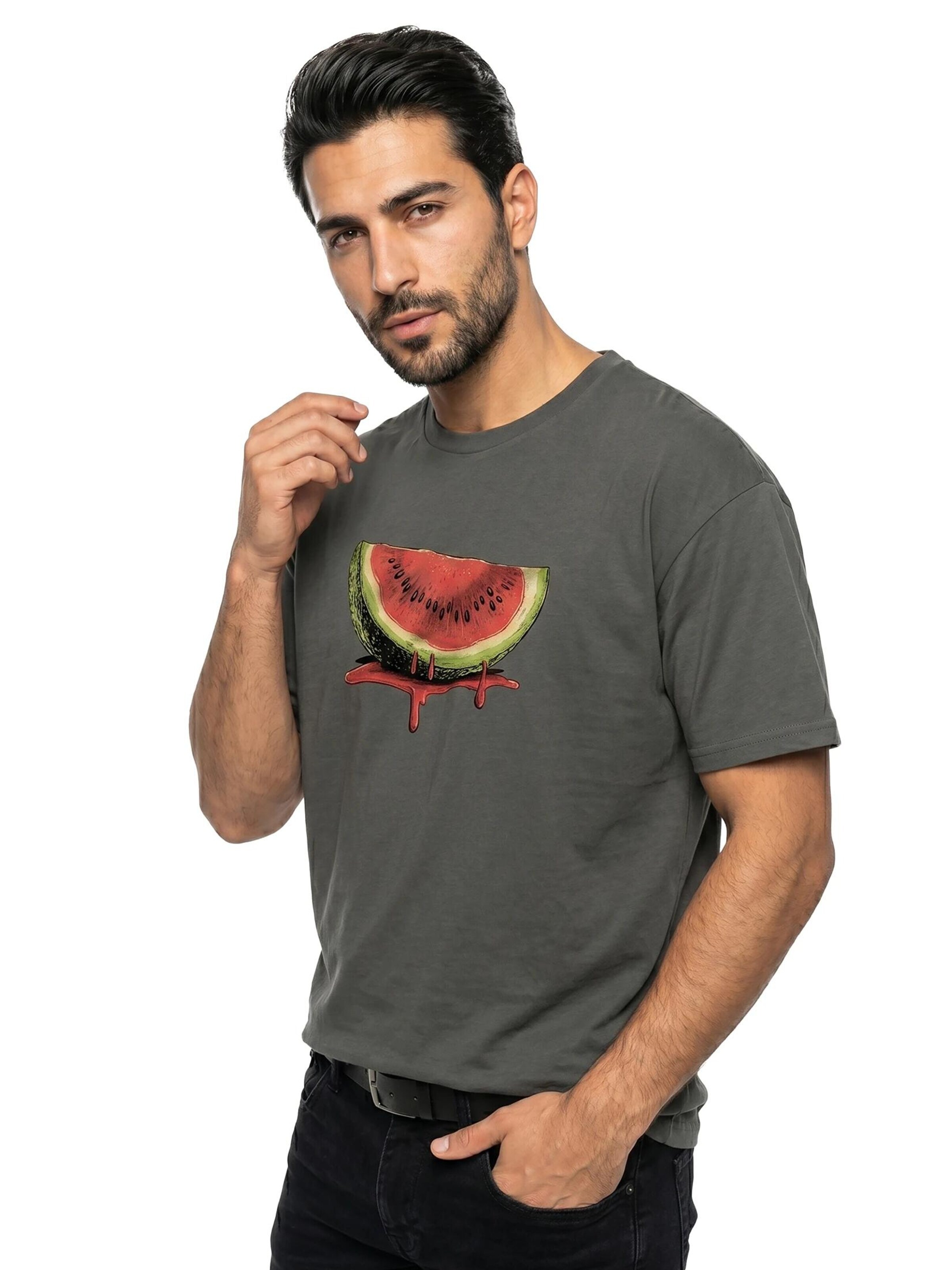 MAKAYA Shirt 'Watermelon' in Grey