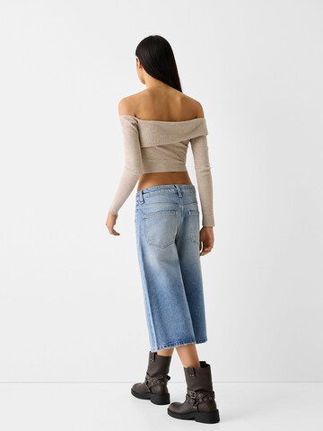 Wide leg Jeans de la Bershka pe albastru