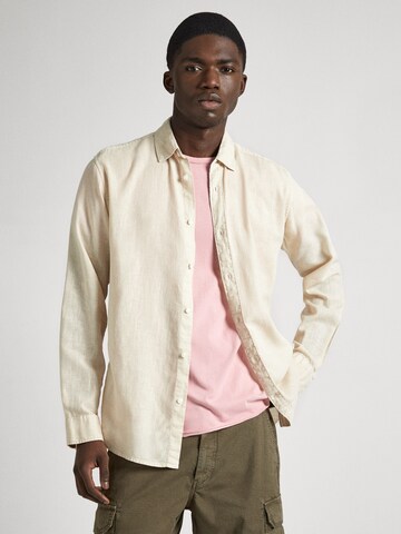 Pepe Jeans Regular fit Button Up Shirt 'PAYTTON' in Beige: front