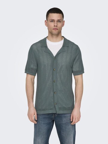 Only & Sons - Ajuste estrecho Cárdigan 'ONSDiego' en verde: frente