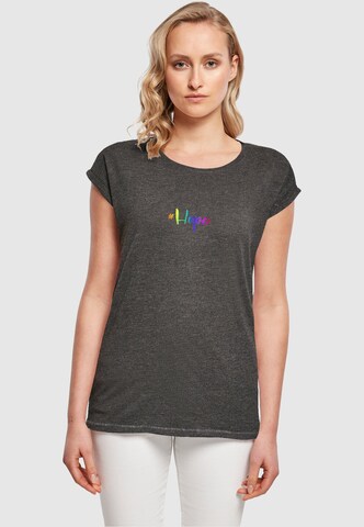 Merchcode Shirt 'Hope Rainbow' in Grijs: voorkant