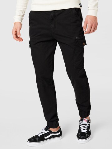 BLEND - Tapered Pantalón cargo 'Nan' en negro: frente