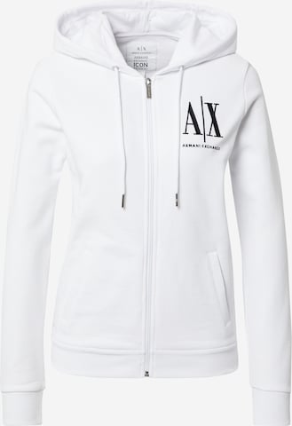 ARMANI EXCHANGE Zip-Up Hoodie in White: front