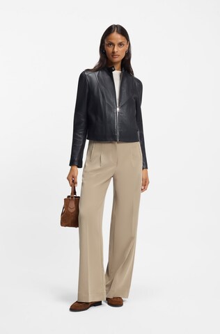 BOSS Wide leg Pleat-Front Pants 'Tarima' in Brown