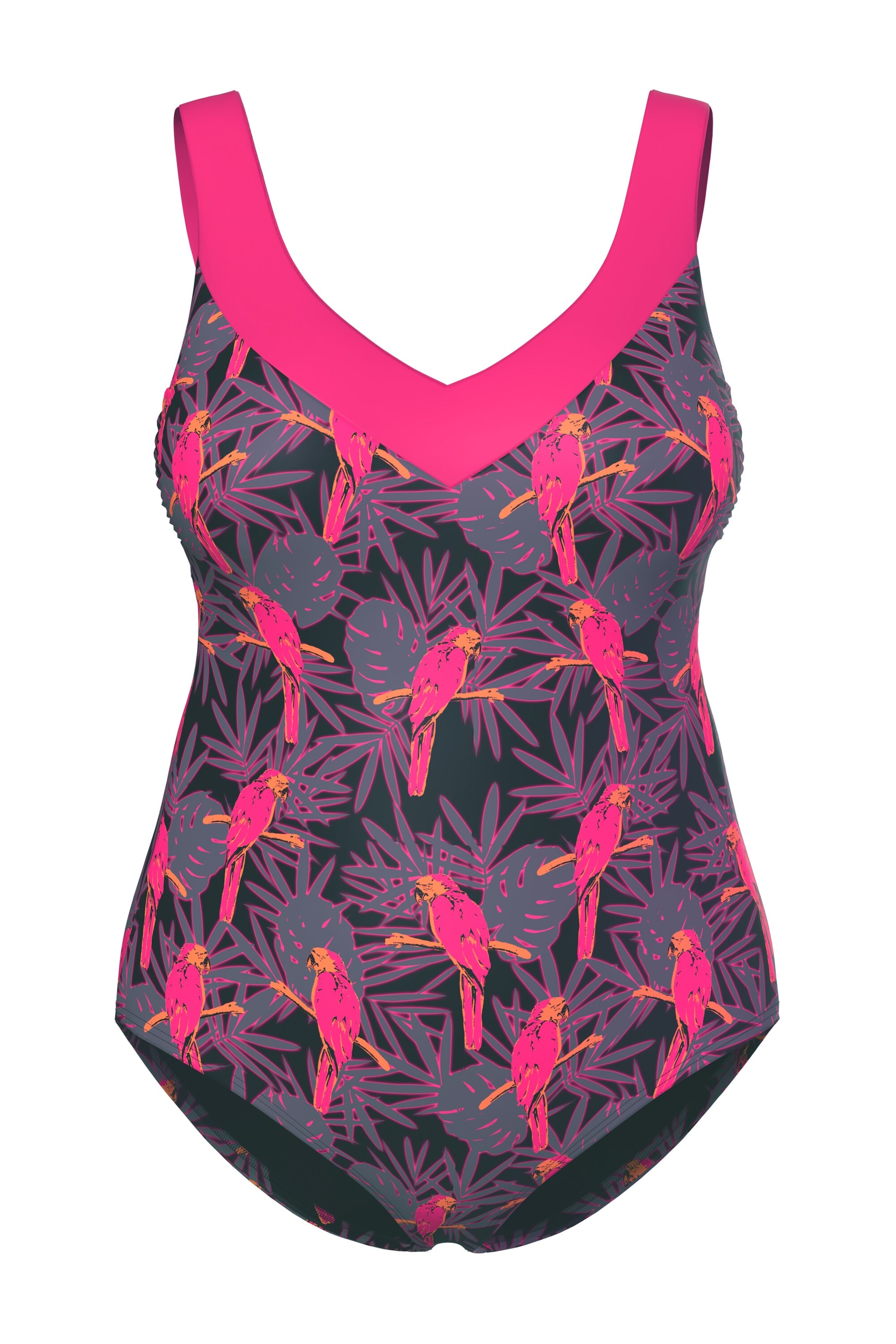 Ulla Popken Minimizer Badpak in Zwart: voorkant