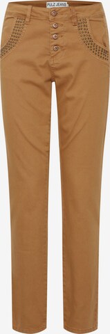 PULZ Jeans Slimfit Broek 'Melina' in Bruin: voorkant