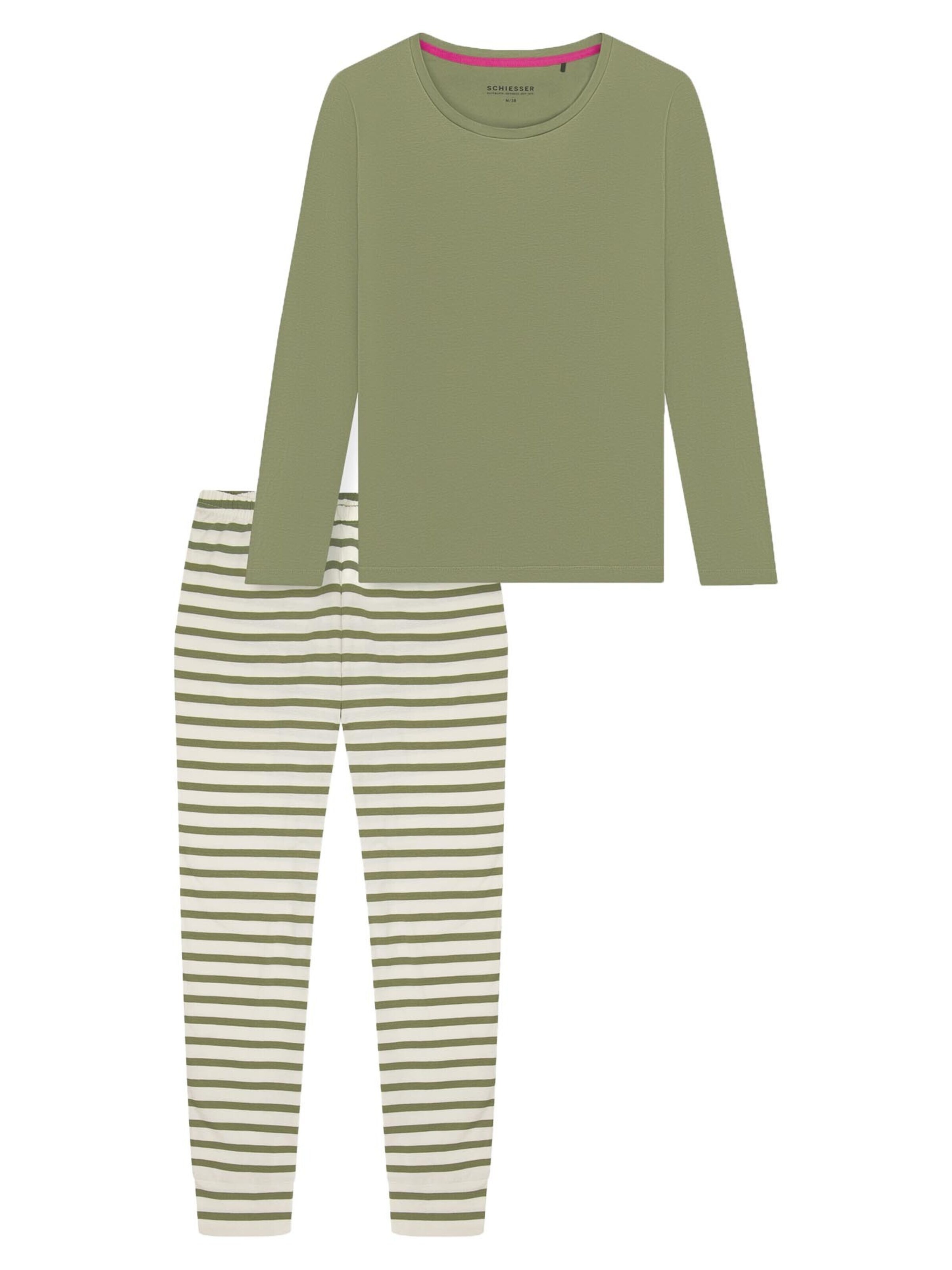 SCHIESSER Pyjama 'Casual Essentials'‌‌‌‌‌ in Grün: Vorderseite