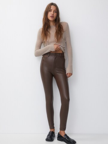 Pull&Bear Skinny Trousers in Brown