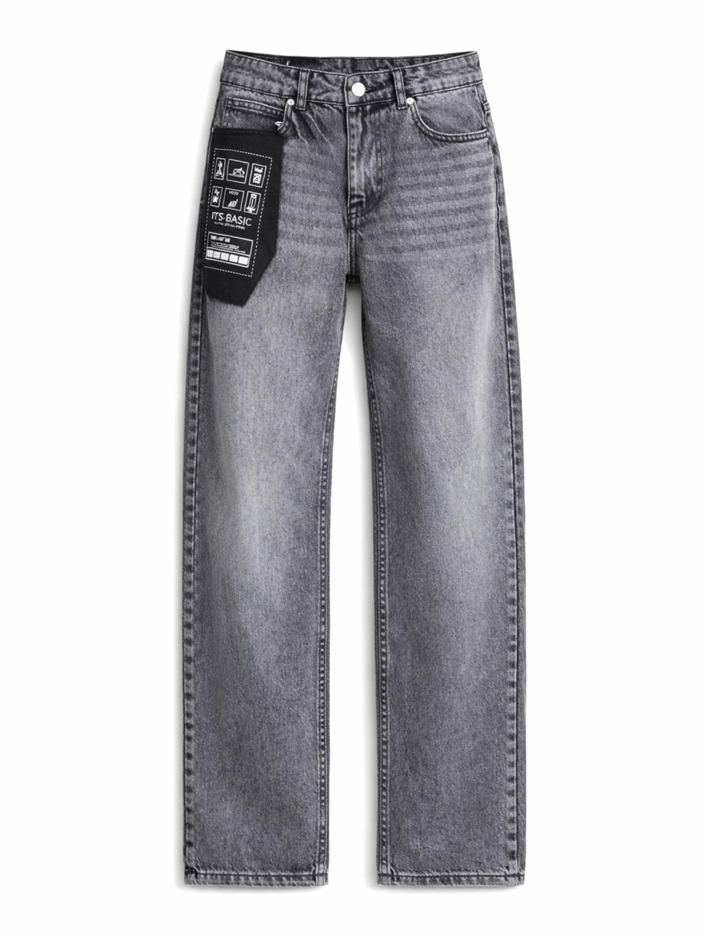IT'S BASIC Loose fit Jeans 'Straight Mid Rise Jeans' in Grey: front