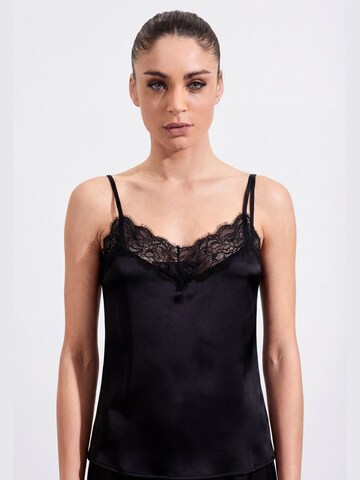 Ciocca Unterhemd 'Top Canotta Donna con Pizzo - Effetto Raso Tinta Unita'‌‌‌‌‌‌‌‌ in Schwarz
