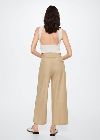 MANGO Wide Leg Hose 'Minimal' in Beige