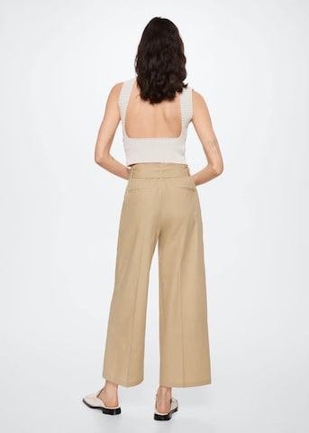 MANGO Wide Leg Stoffbukse 'Minimal' i beige