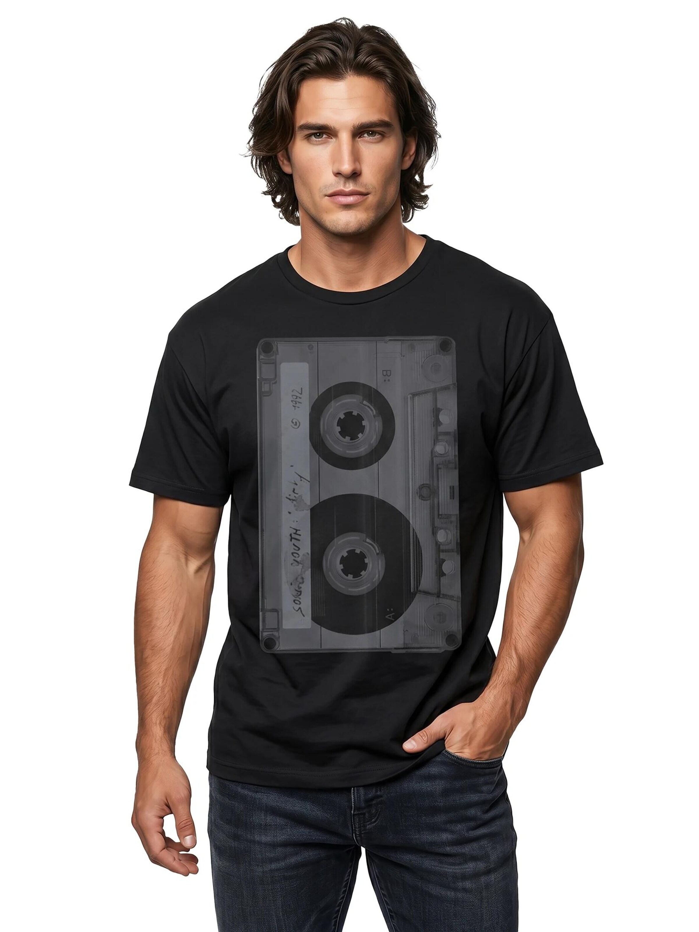 MAKAYA Shirt 'Tape' in Black