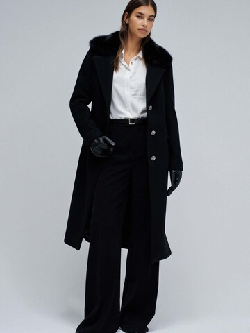 Salsa Jeans Winter Jacket 'Wool Coat With Faux Fur Collar' in Black