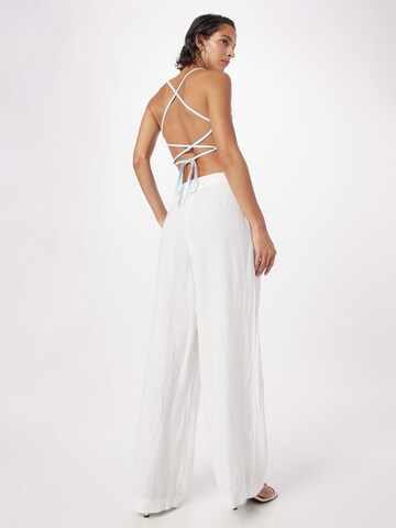 TOPSHOP Wide leg Pleat-front trousers in White