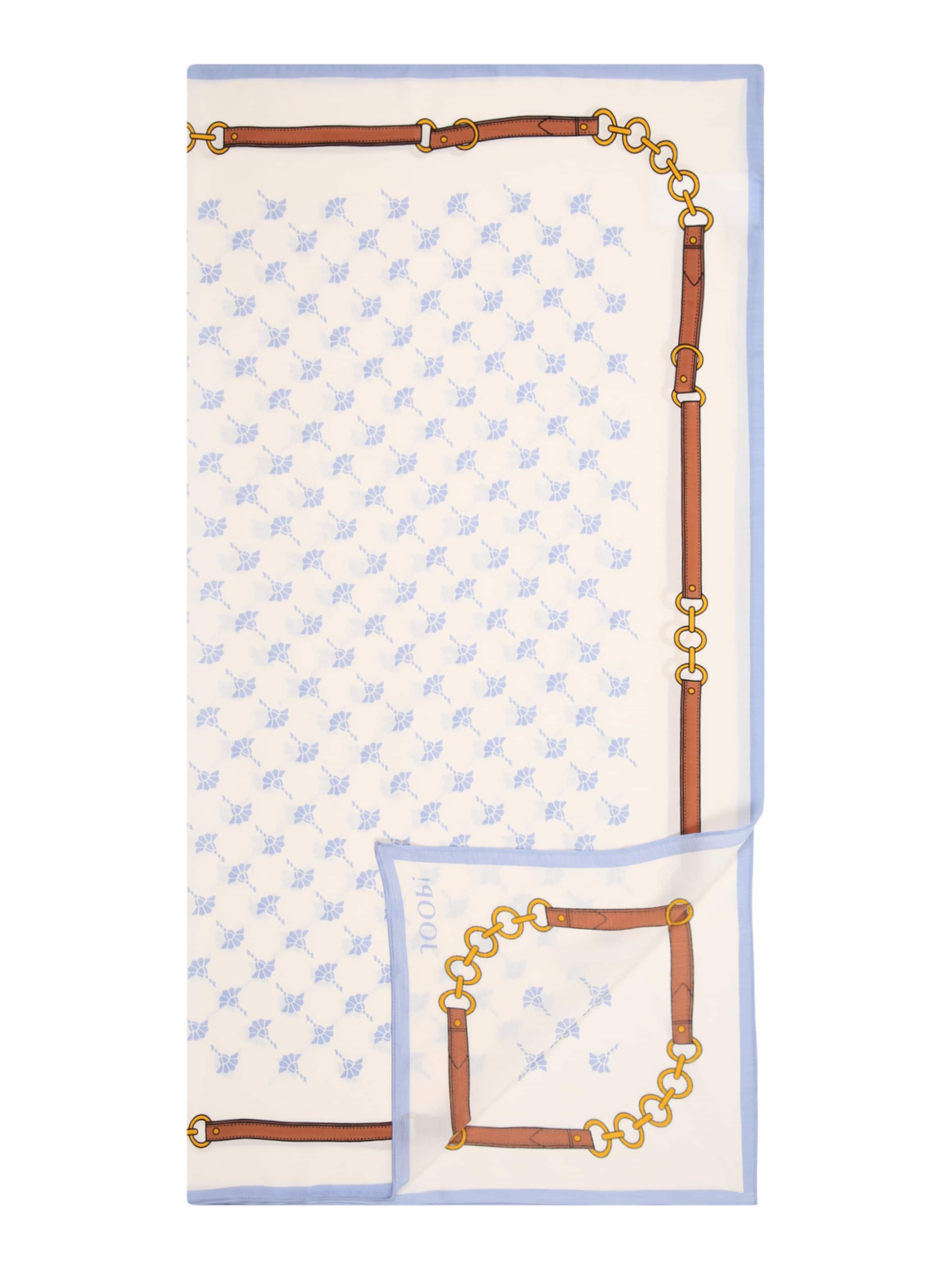 JOOP! Tuch 'Arya' in taubenblau / braun / gelb / weiß, Produktansicht