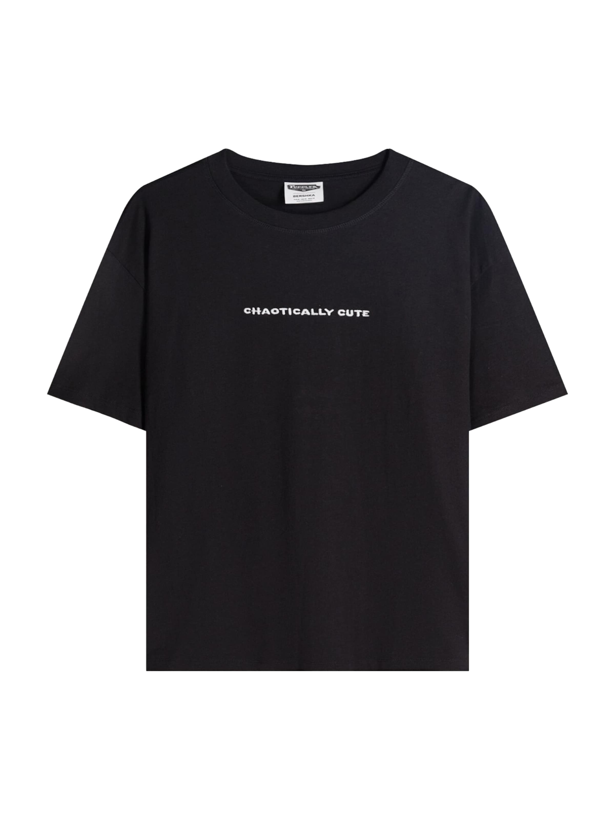 Bershka Тениска 'CHAOTICALLY' в розово / червено / черно / бяло, Преглед на продукта