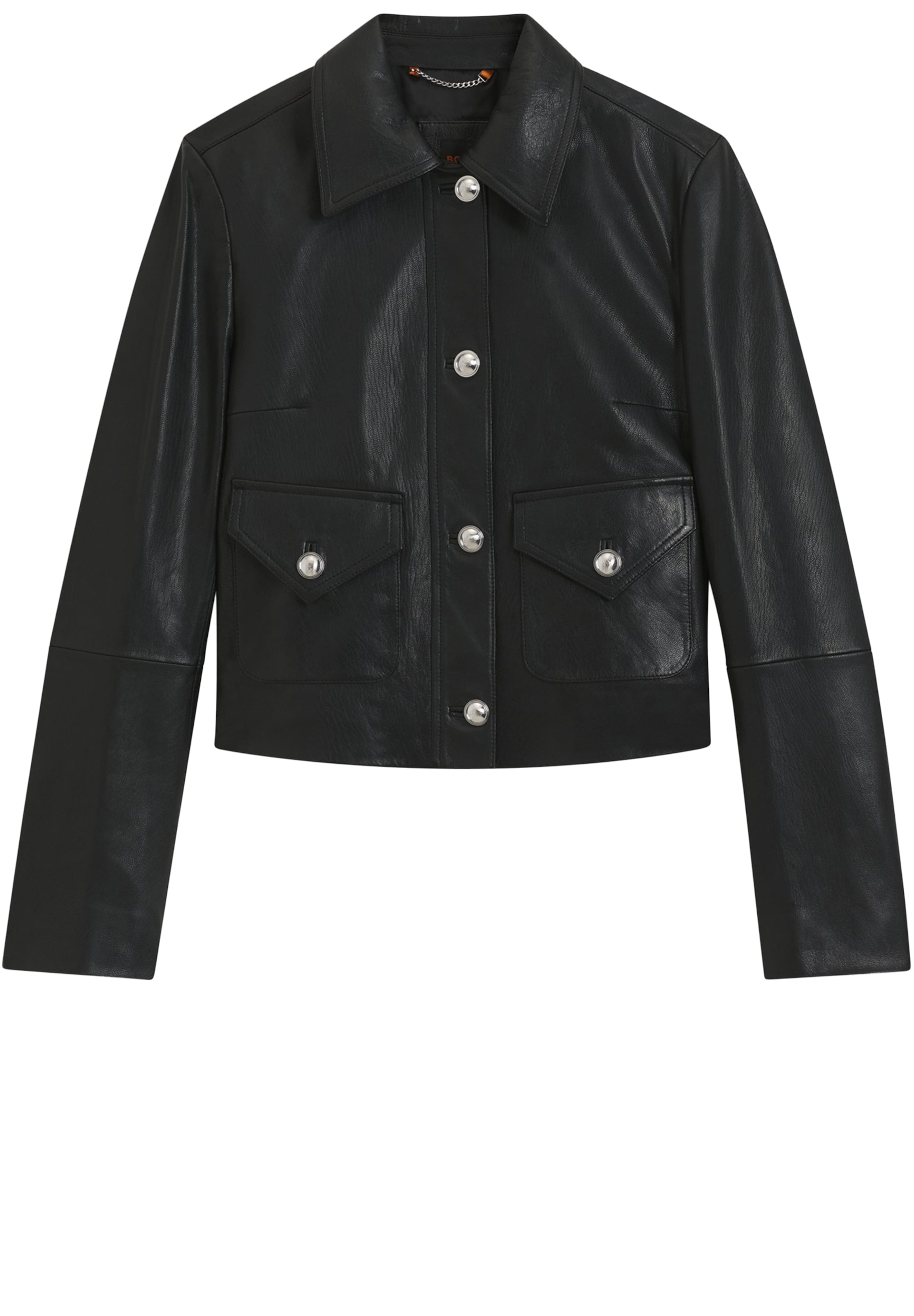 BOSS Lederjacke in Schwarz: Vorderseite