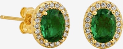 VANGUERATI Náušnice 'Oval Emerald Zirconia Halo Stud | 18K Gold Plated Sterling Silver' ve velikosti One Size - smaragdová, Produkt