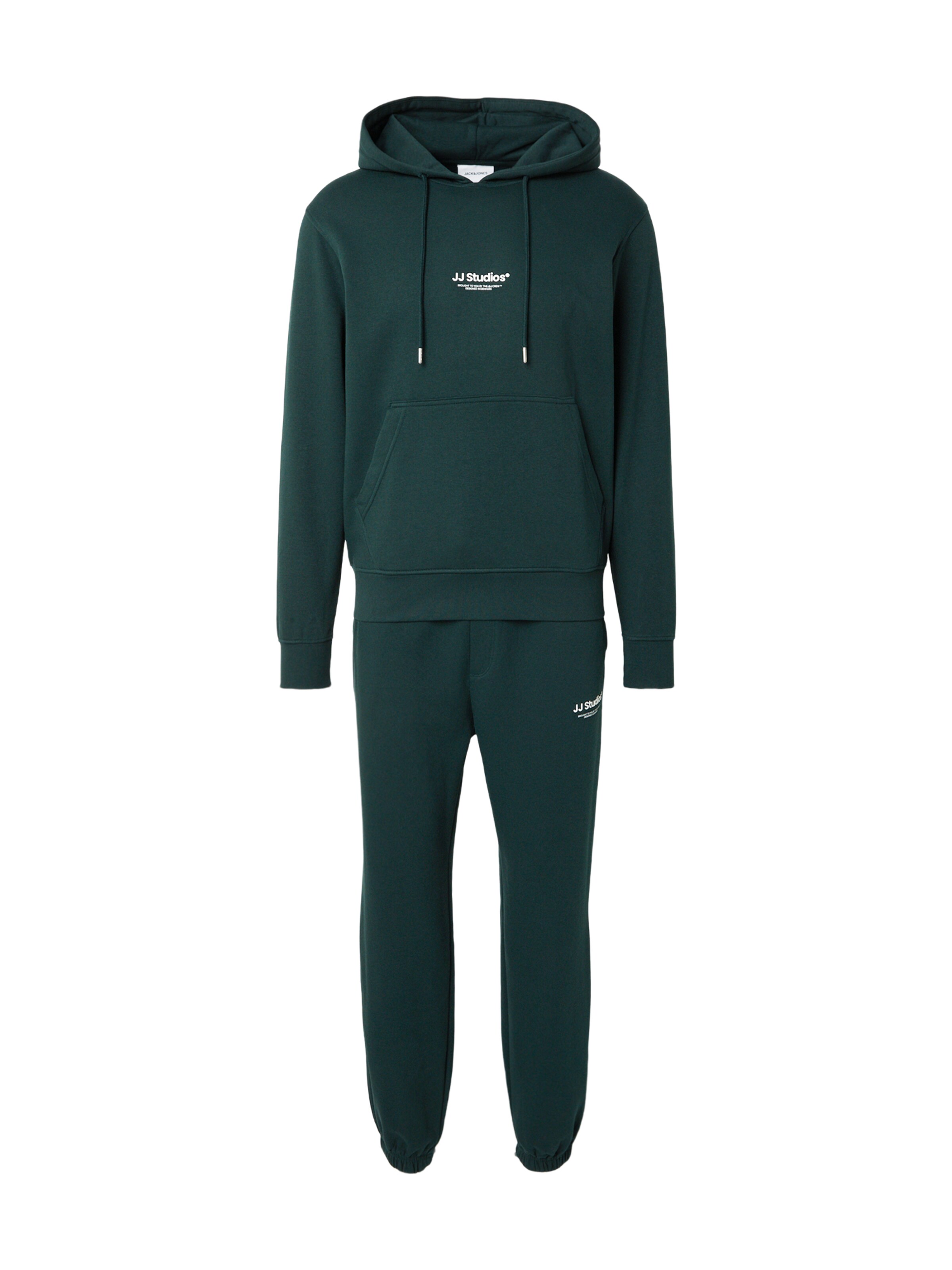 JACK & JONES Sweatshirt 'JJESOHO' i XS i mørkegrøn / hvid, Produktvisning