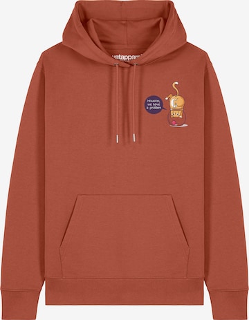 Watapparel Sweatshirt ' Funny Cat ' in Bruin: voorkant