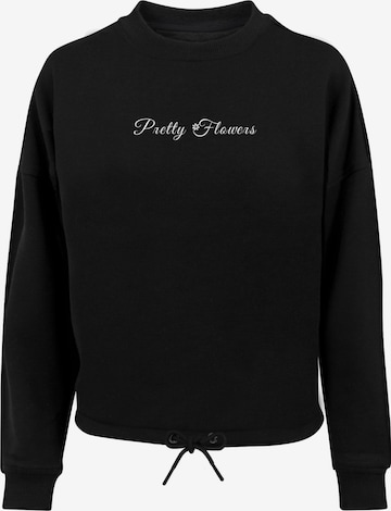 Merchcode Sweatshirt 'Pretty Flowers' in Zwart: voorkant