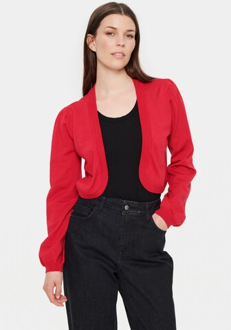 SAINT TROPEZ Knit Cardigan in Red: front