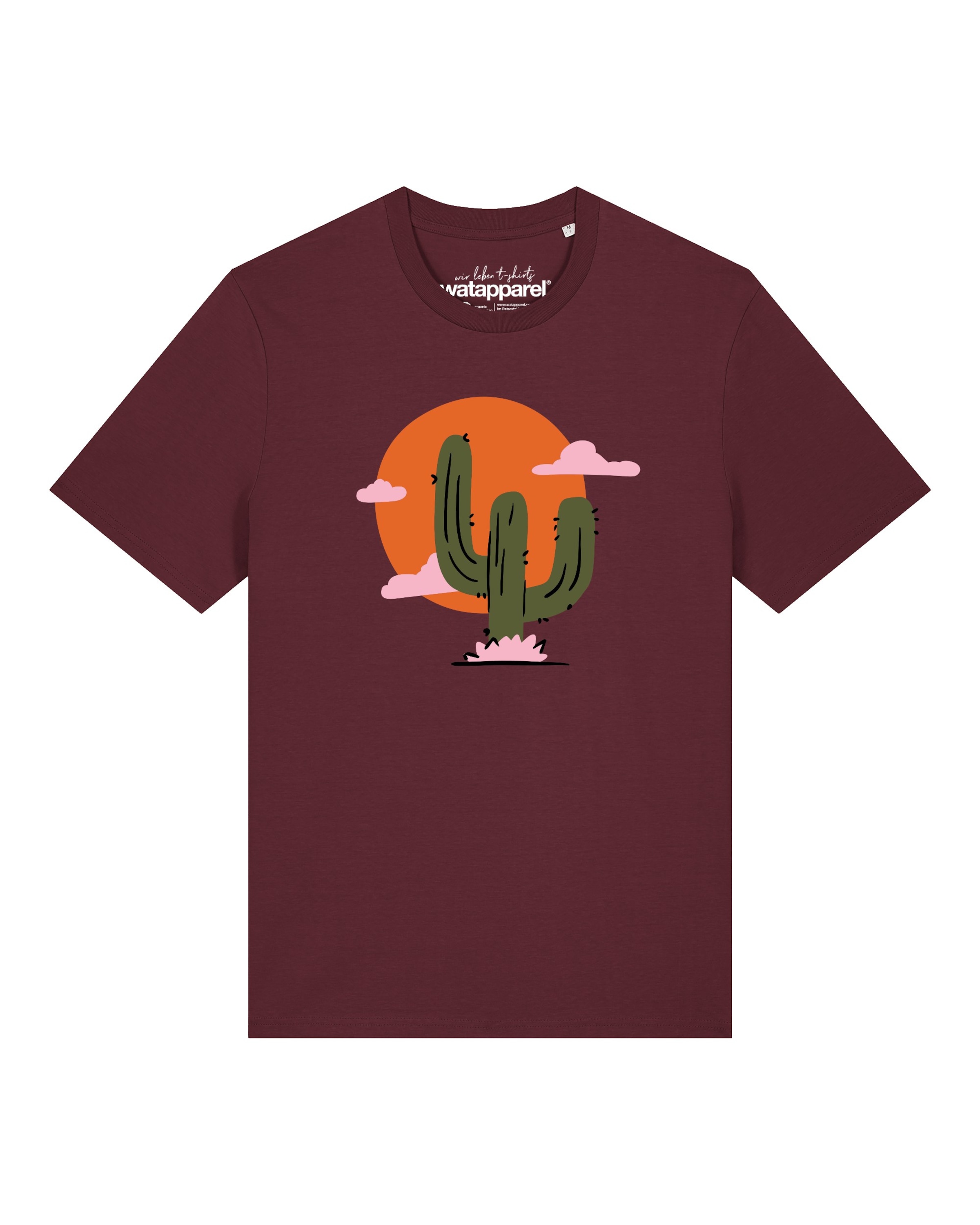 T-Shirt 'Kaktus Im Sonnenuntergang' Watapparel en rouge : devant