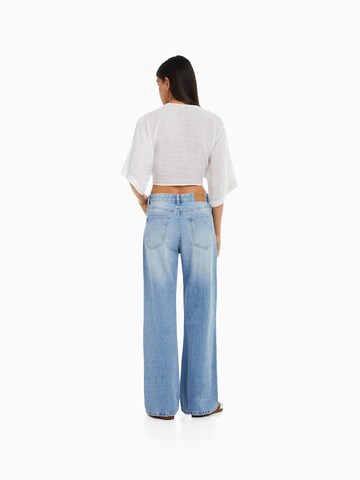 Wide leg Jeans de la Bershka pe albastru