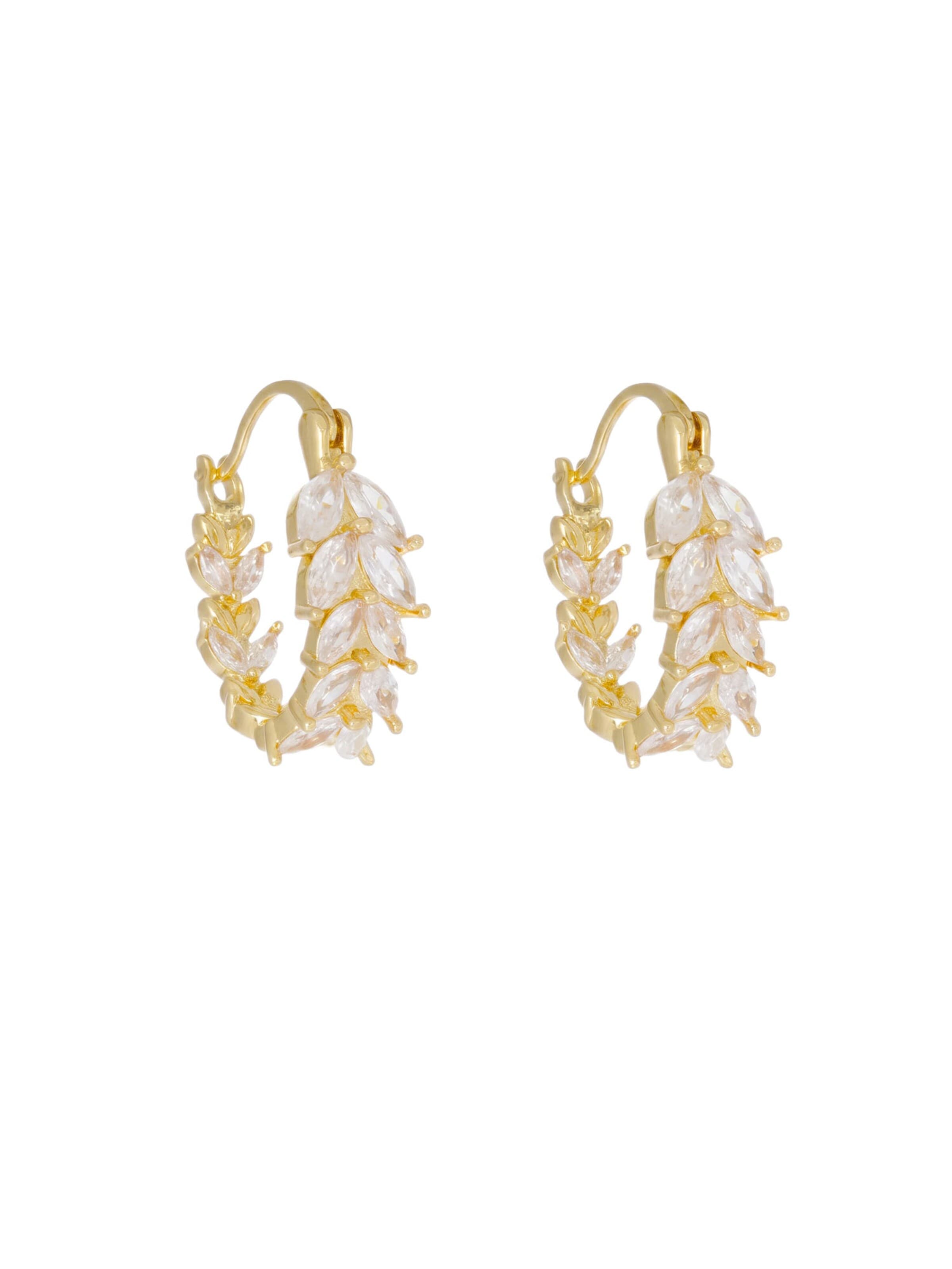 Nemomatheo Earrings 'Athena - Vergoldete Creolen mit Blätterdesign' in Gold: front