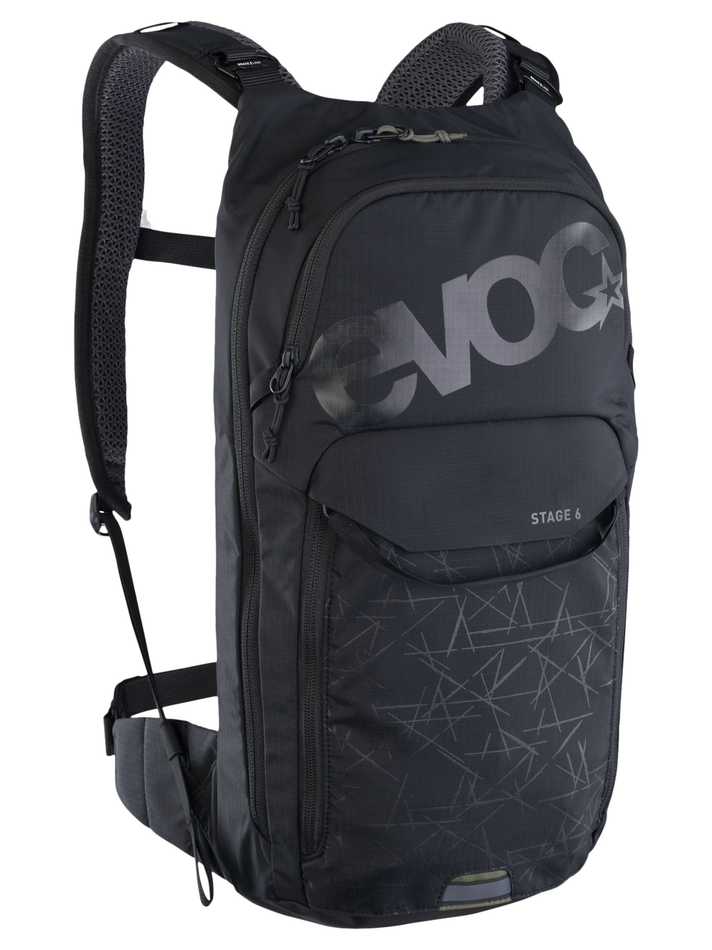 EVOC Rucksack 'STAGE 6 + HYDRATION BLADDER 2' in Schwarz: Vorderseite