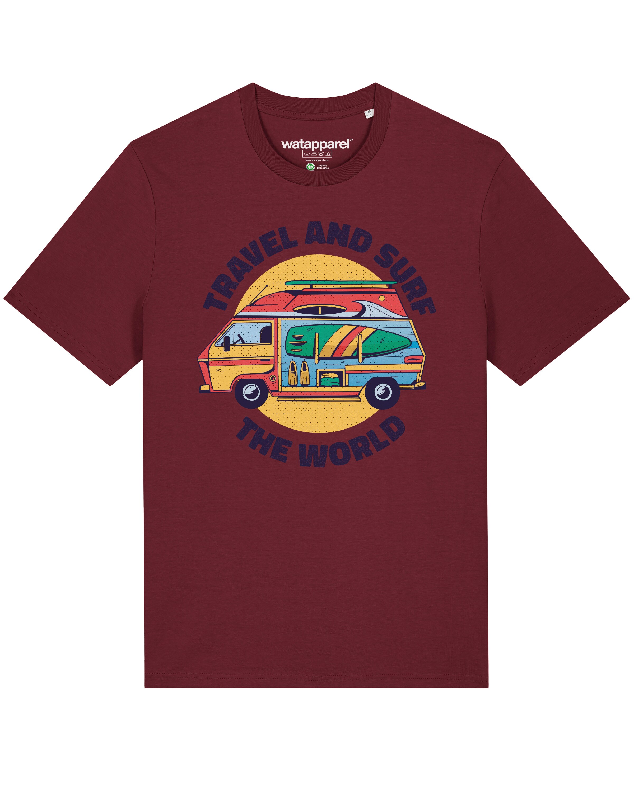 Maglietta ' Travel and surf ' di Watapparel in rosso: frontale