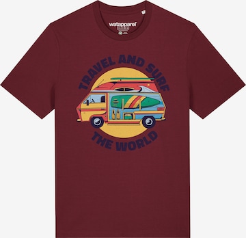 Maglietta ' Travel and surf ' di Watapparel in rosso: frontale