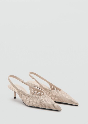 MANGO Slingback Pumps 'Mot' in Beige